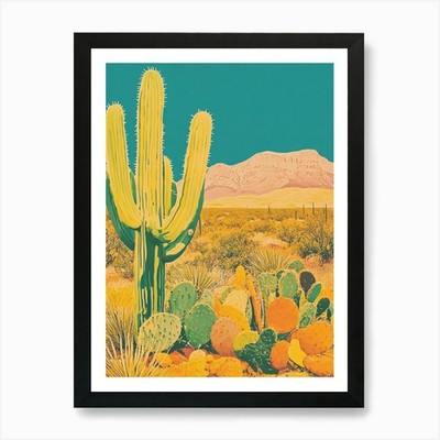 Cactus In The Desert 1 Art Print Framed Wall Art Poster Canvas Print Picture