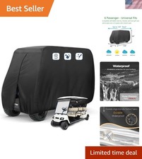 Durable Black Golf Cart Cover with Zipper - Fits Most Brands 6 Passengers