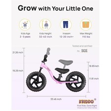 Toddler Balance Bike with Footrest and Stuffed Animal