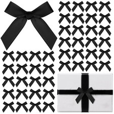 120 Pcs Mini Black Bows for Crafts with Self-Adhesive Dots, 1.57 Small Satin ...