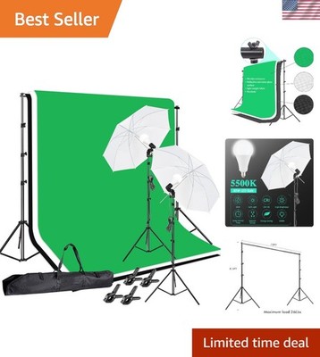 High-Quality Photo Video Studio Kit: Stand, Backdrops, LED Lights & Carry Bag
