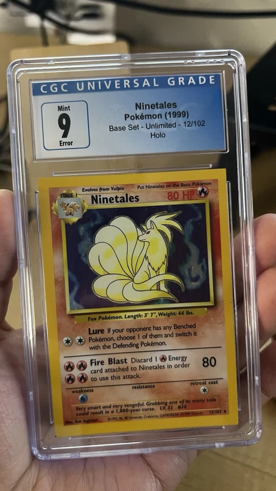 ERROR Square Cut Ninetales 12/102 - Base Set Unlimited CGC 9 - Image 1 of 2