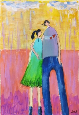 Original Acrylic Art Naive Style Bright Painting Emotional Colorful Artwork
