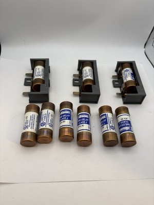 9X  EDISON JDL-30- 30AMP, 600V, CLASS J FUSES HRCI-J AND 3X ABB FUSE HOLDER