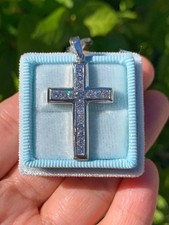 2Ct Round Cut VVS1/D Diamond Women's Cross Pendant Necklace 14K White Gold Over