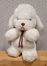 1982 Vintage Gund Smooch White Puppy Dog Baby Rattle Tail Plush Toy 13"