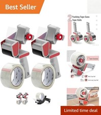 2 Pack Heavy Duty Packing Tape Guns with Clear Tape Rolls for Effortless Packing