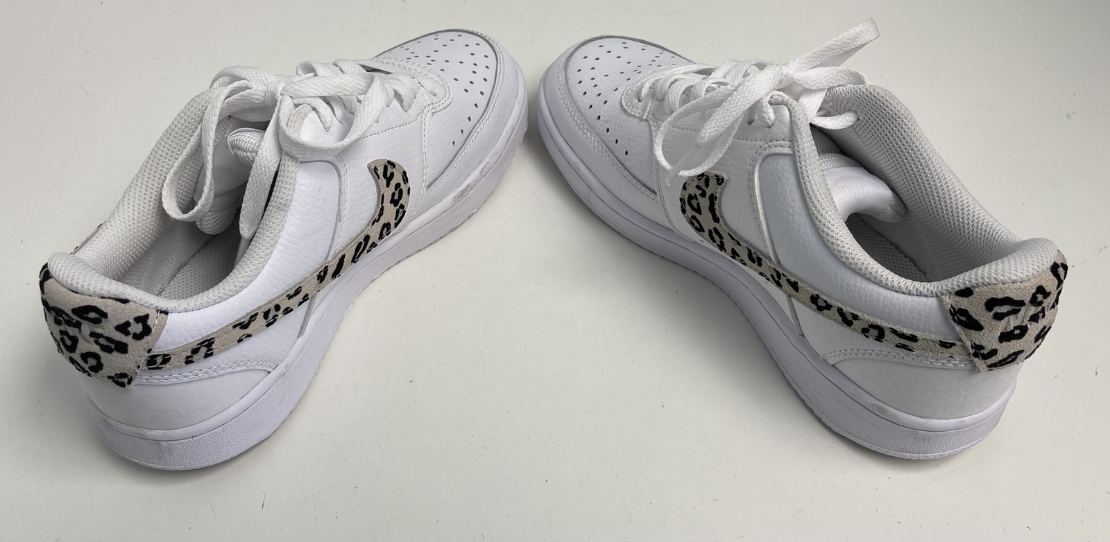 Nike Court Vision Low Leopard Swoosh White (Women's) Gem