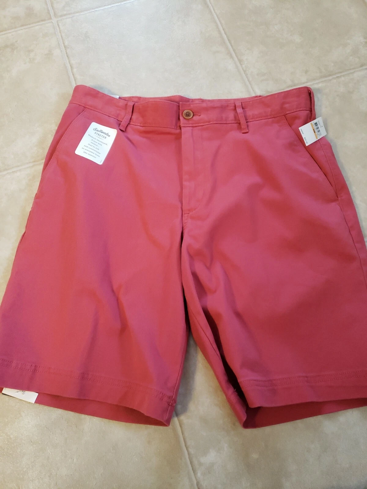 Mens Izod Saltwater Chino Shorts Sz 33 9.5 Length Brick Red