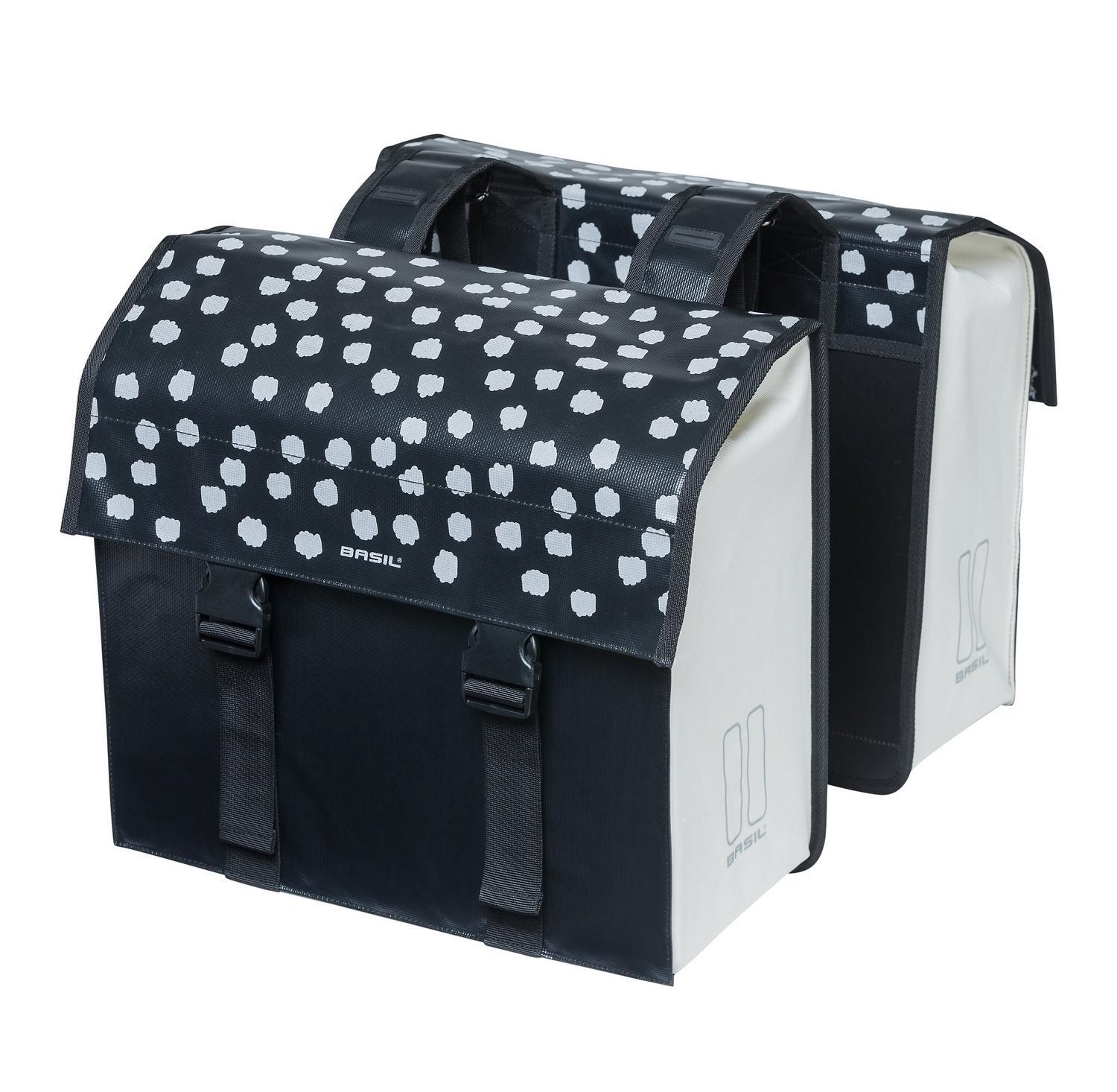 Sacoche vélo étanche Basil noir-blanc : l'équipement haut de gamme de 48-53L