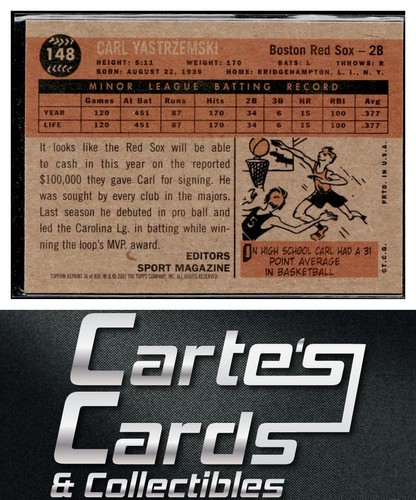 Carl Yastrzemski 2001 Topps Archives #36 Boston Red Sox Hall of Fame - Picture 2 of 2