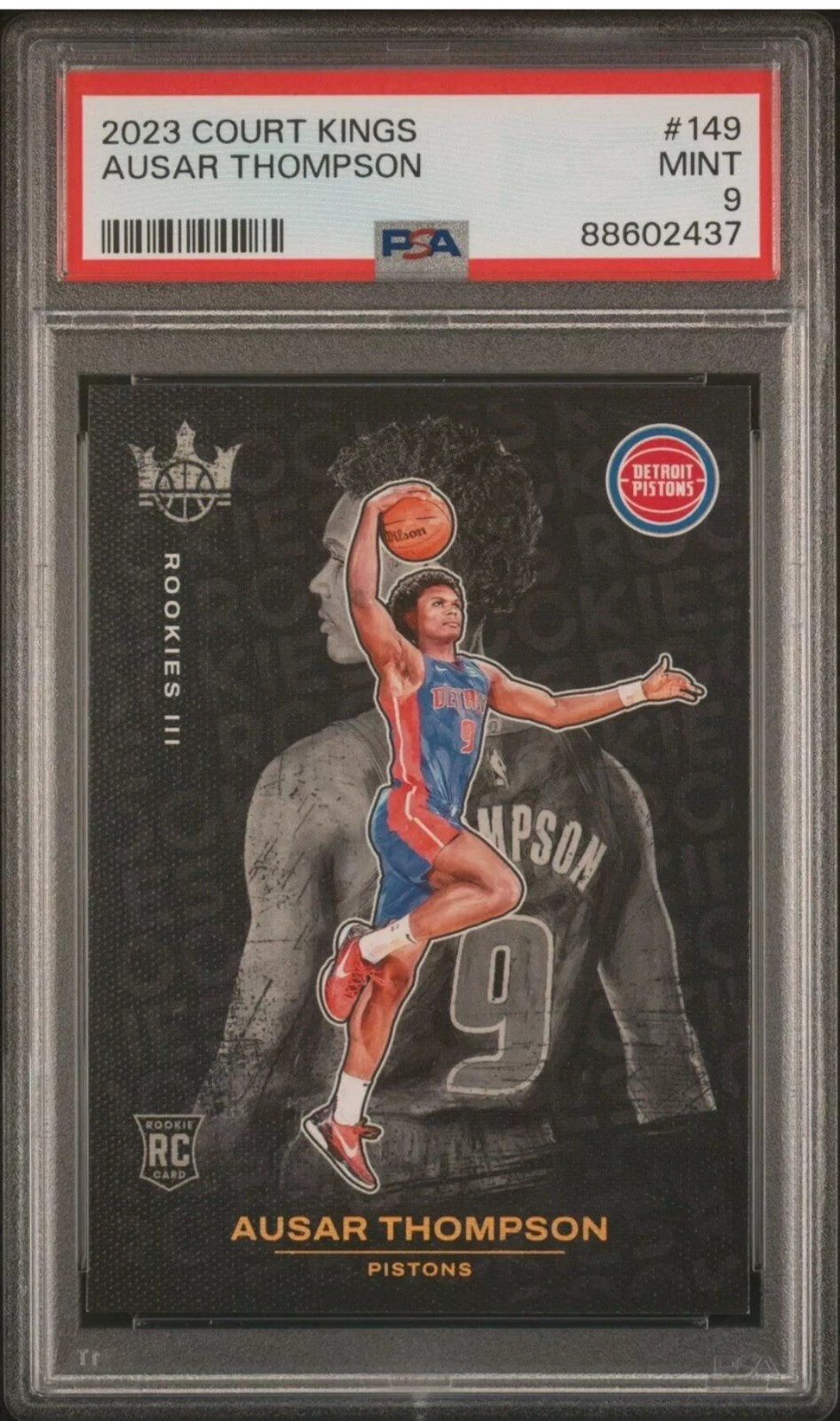 2023-24 Panini Court Kings Ausar Thompson #149 RC Rookies III Level 3 SSP PSA 9