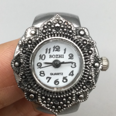 Bozhi Ring Watch Women 22mm Silver Tone Marcasite Stretch  display picture 2