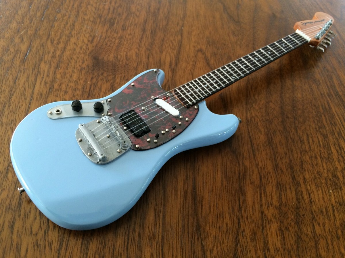 Kurt Cobain Blue Fender Mustang Nirvana Collectible Mini Guitar by