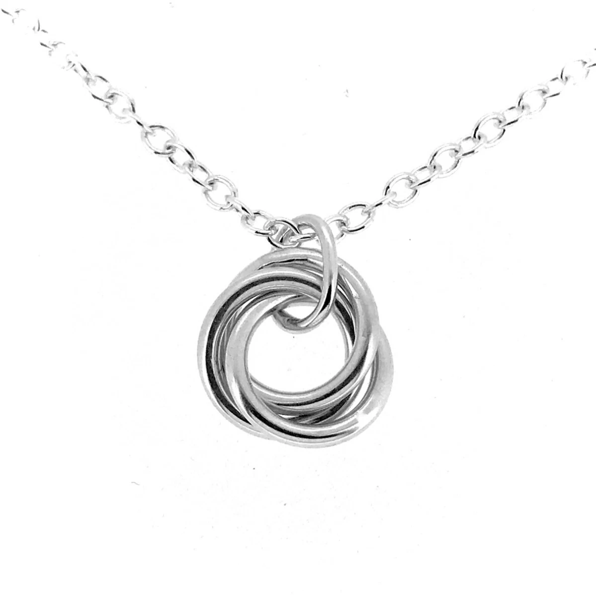 Mini Love Knot Russian Wedding Ring Solid Sterling silver Pendant Necklace