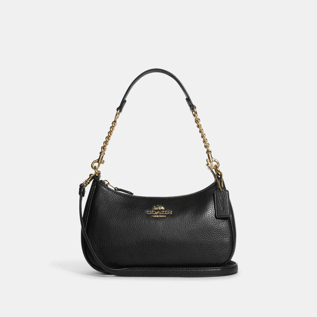 Series  Teri Shoulder Bag In Black Pebble Leather Crossbody..++