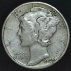1940-P 10C Mercury Dime AU 90% Silver 22oct0515-3