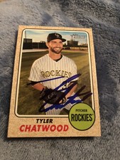 TYLER CHATWOOD COLORADO ROCKIES SIGNED 2017 TOPPS HERITAGE #164 RARE CUBS