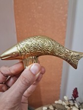 Brass Fish Head Walking Stick Handle Only Shaft Walking Cane Fish Look Handle