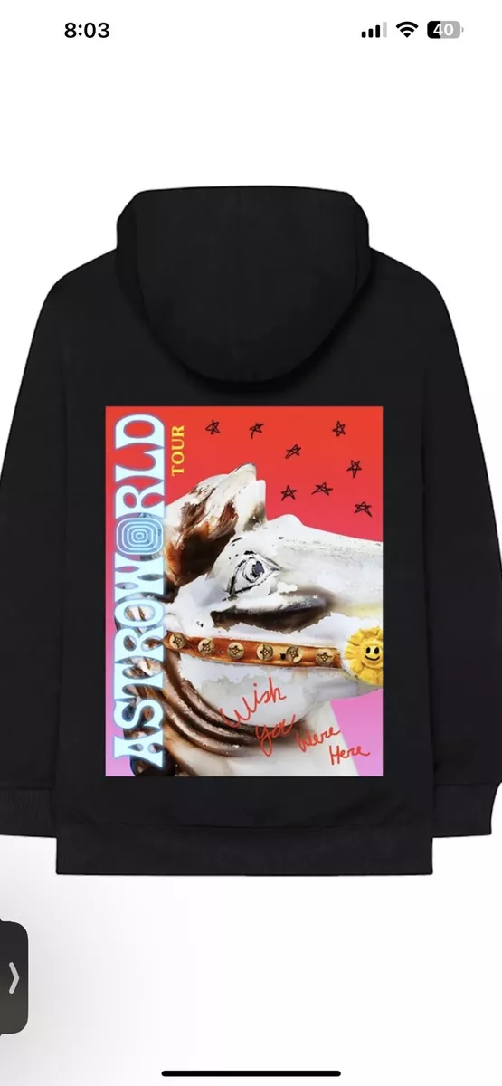 Travis Scott Astroworld Tour Launch Black Hoodie L 2018 NEW Rare