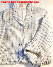 CLASSY BLAZER Jacket Checked SZ 10 Black White Cream Tweed Designer Chantal G