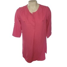 Fig Womens Tunic Top S Pink 3/4 Sleeve Lightweight 100 Polyester