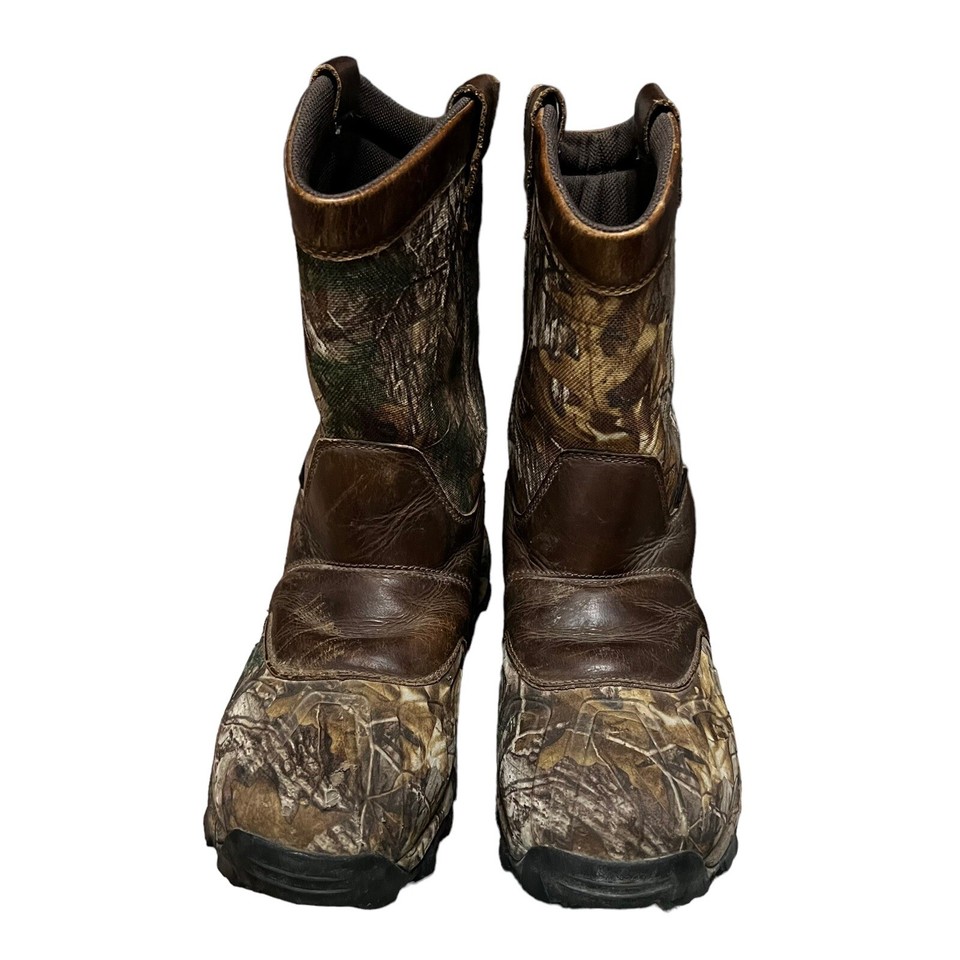 Game Winner Men’s Boots Brown & Camo Hunting Leather Waterproof Size 8