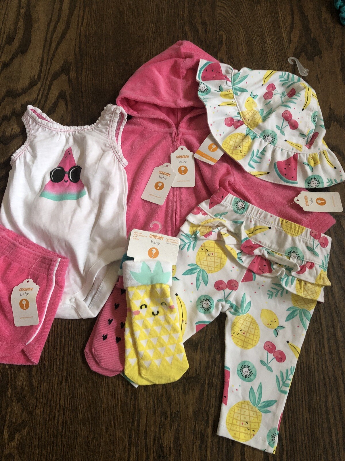 NWT Gymboree girl 2/3/4-piece pink fruit watermelon SUMMER SET 0 3 6 9 ...