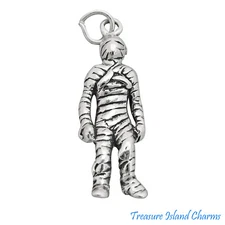 Mummy Monster Halloween 3D 925 Solid Sterling Silver Charm MADE IN USA