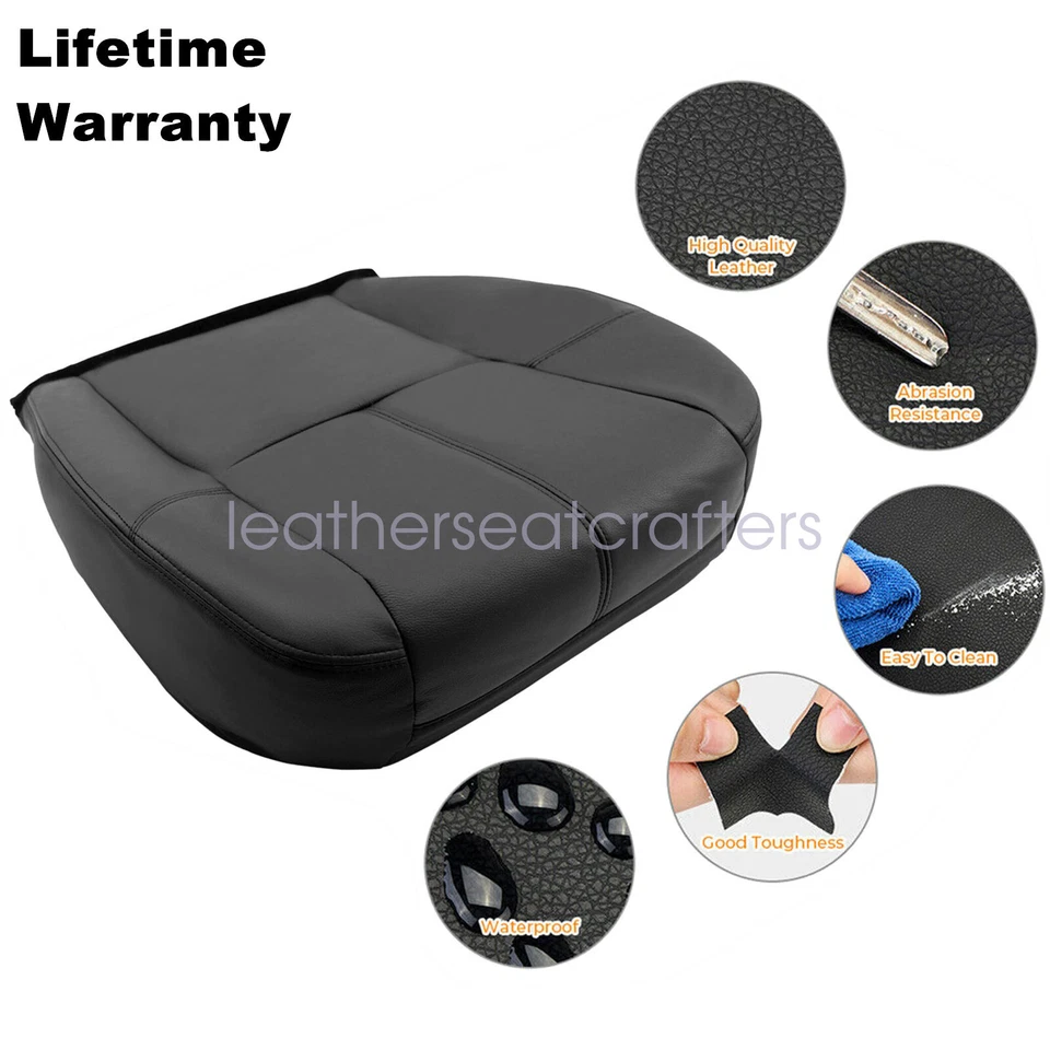 Cubierta de asiento de cuero negra inferior para Chevy Silverado 1500 2500 HD 2007-13 Foto 3 de 4