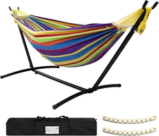 Double Hammock with Stand Included 450Lb Capacity Steel Stand, Premium Carry Bag