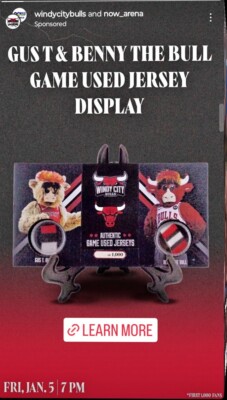 Gus-T Bull & Benny Bull Authenthic Game Used Jersey Collectible Display Giveaway