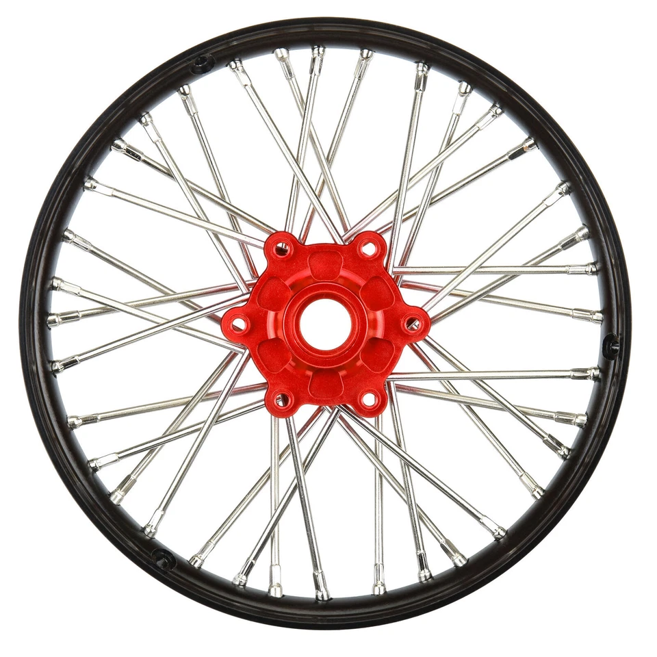 Pro-Line PRO283600T2 1/4 Alum V2 Bead Front Wheel Black/Red (1) for Promoto-MX - Image 2 of 4
