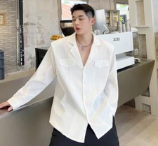 Men's Autumn Fashion Suit Collar Long Sleeve Loose Shirt Youth Casual Blouses