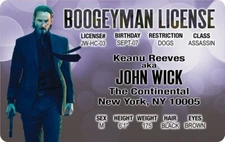 JOHN WICK (KEANU REEVES) BOOGEYMAN LAMINATED LICENSE TRADING CARD!!!