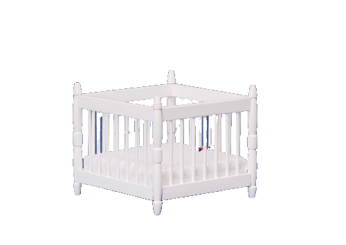 Dolls House Baby Play Pen White Wooden Nursery Furniture Miniature 1:12th Scale