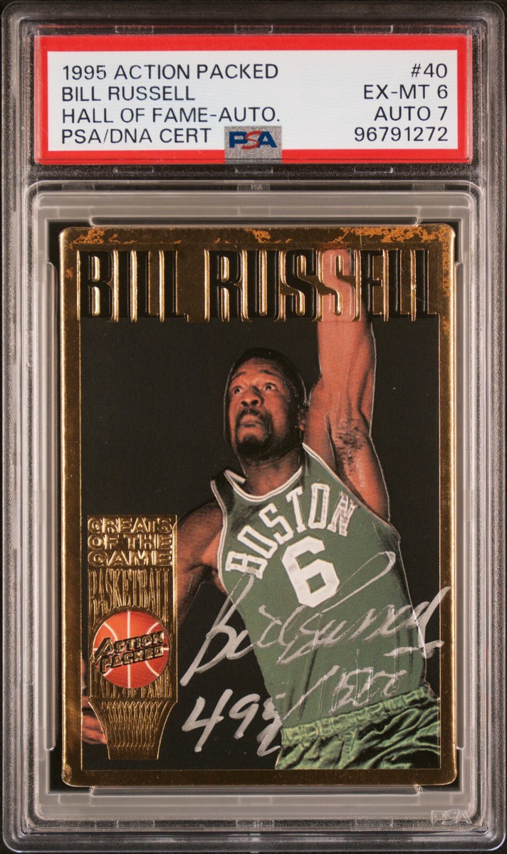 1995-96 Action Packed Hall of Fame BILL RUSSELL #40 Silver Auto