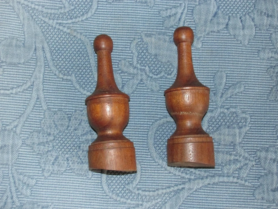 2 remates de muebles antiguos coloniales o victorianos torneados, acabado original, 5,5 pulgadas Foto 4 de 4