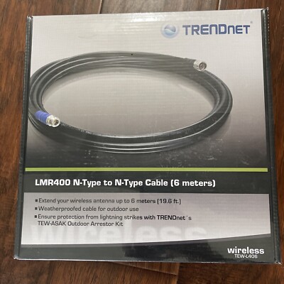 TRENDnet TEW-L406, LMR-LW400 Low Loss N-Type Male to N-Type Female Cable, 6m