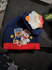 Paw Patrol Kids Hat And Mitten Set By Spin Master One Size Red Blue New