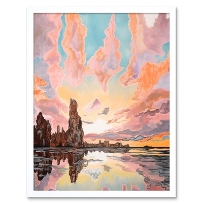 Atmosphärische Wolke Sonnenaufgang Reflexionen Mono See gerahmtes Kunstbild Druck 9 x 7 Zoll