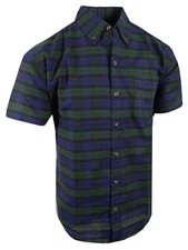 Plaid Shirt Mens Short Sleeve Button Down Collar One Pocket NEW Colors TRUE FIT
