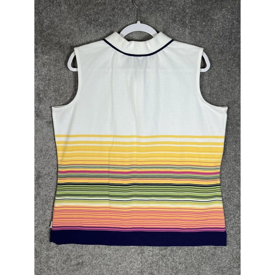 Liz Golf Collared Sleeveless Striped Tank Top Womens Size 1X Stretch 1/4 Zip - Image 2 of 4