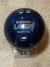 BRUNSWICK LASER BLUE SWIRL BOWLING BALL 15LBS 13.4 OZS