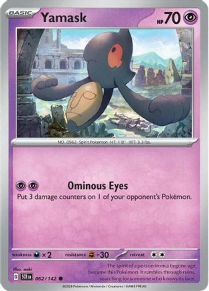 1x (NM) Yamask - 062/142 - Common - Reverse Holo SV Stellar Crown Pokemon
