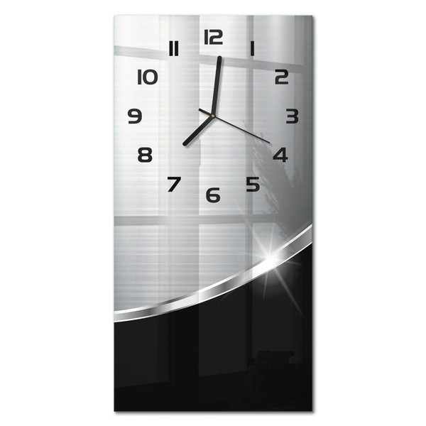 Glas-Wanduhr Glasuhr Im Hochformat Metall-Abstraktion Schwarze Zeiger 30X60 Cm-image
