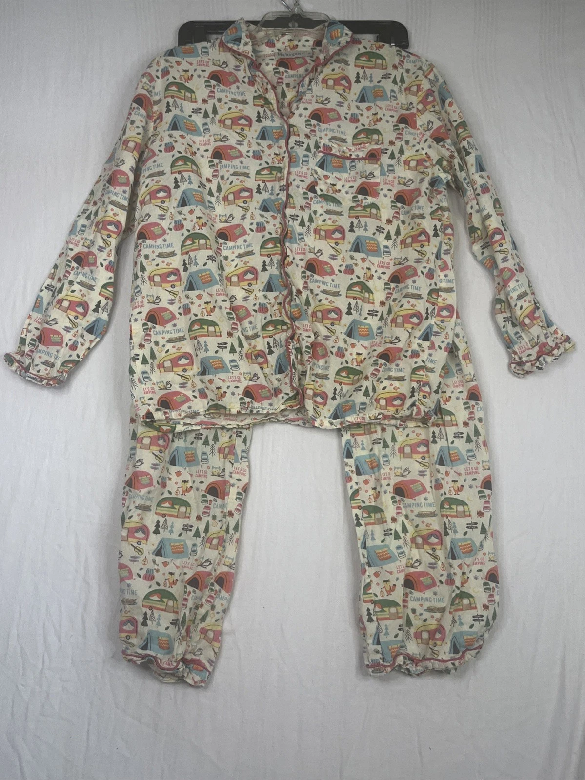 LETS GO CAMPING THEME PAJAMA SET Happy Camper MAHOGANY SZ SMALL