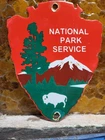 VINTAGE NATIONAL PARK SERVICE PORCELAIN SIGN OLD FOREST RANGER STATION ARROWHEAD
