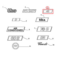 Logo Sigla Modell ''45'' Vorderseitlich Seitlich Fiat Uno 45 Original 7704280