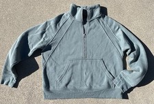 Danskin Mixed Rib Half Zip Jacket Women's Lg Tidewater Teal Sweatshirt